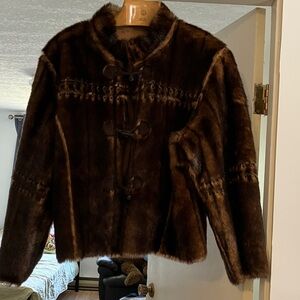 Women’s Dark Brown Faux Fur Toggle Jacket